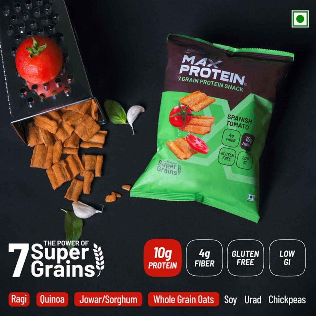Max Protein Spanish Tomato Chips 60g Eras Ventures LLP