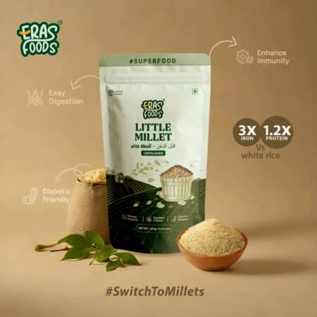 Eras Foods Little Millet rice for healthy life style from eras ventures