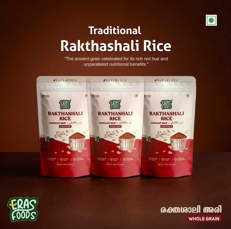 eras Foods organic rakthashali rice from kerala by Eras Ventures distributor