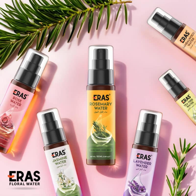 Eras Floral water - special aroma Fragrances hydrosol from Eras Ventures - Rose water, Jasmine Water, Tea Tree water, lavender water, rosemary water, sandalwood water spray