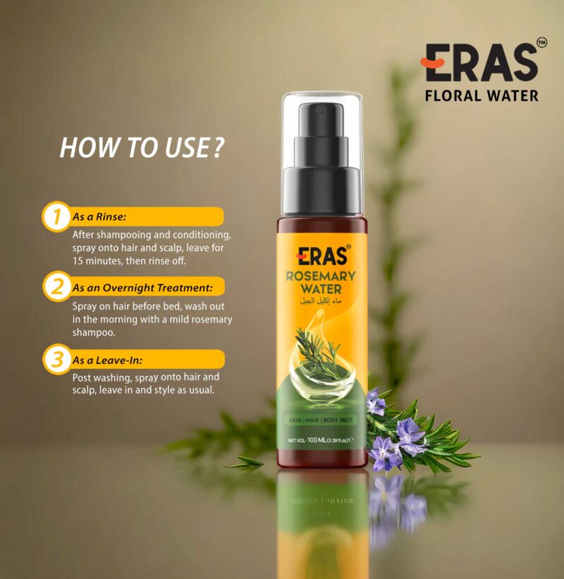 Rosemary water spray for hair growth and how to use rosemary water spray from Eras ventures