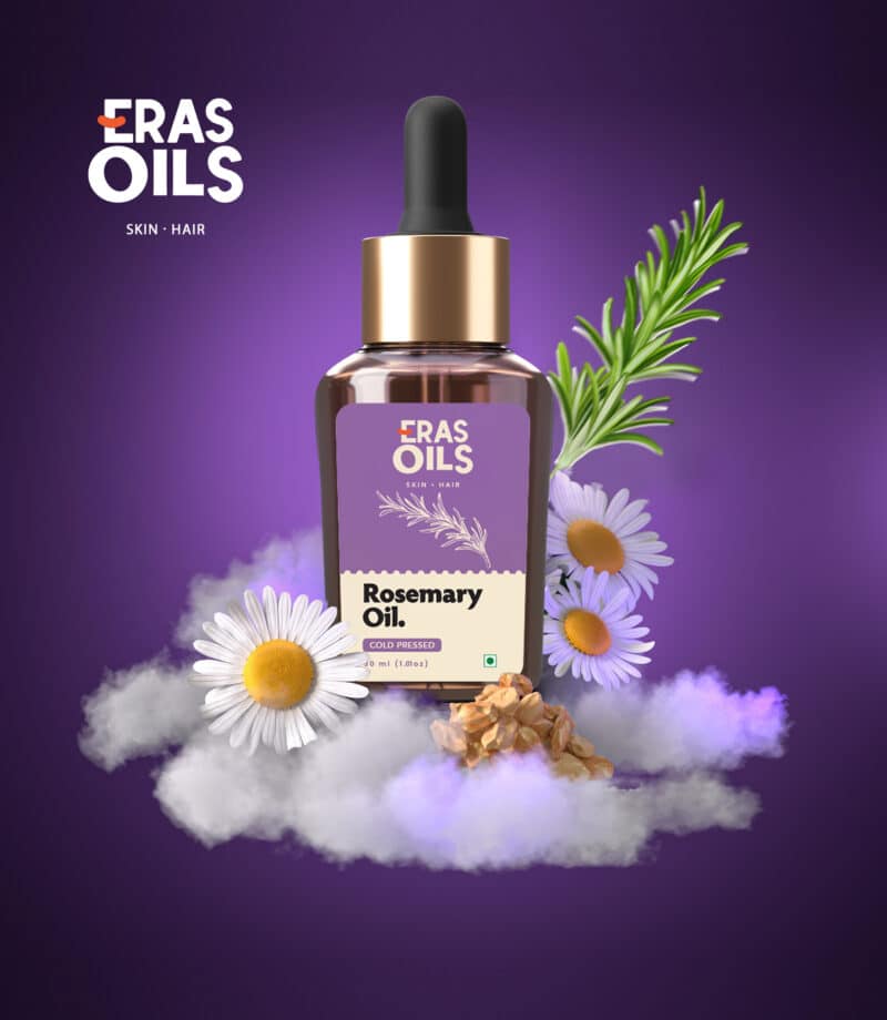 Eras Oils Rosemary Essential Oil for Hair Growth, Hair Fall Control and Nourishment, Skin Care | Clinically Tested & Ecocert Certified Organic 100% Pure, Natural, Undiluted