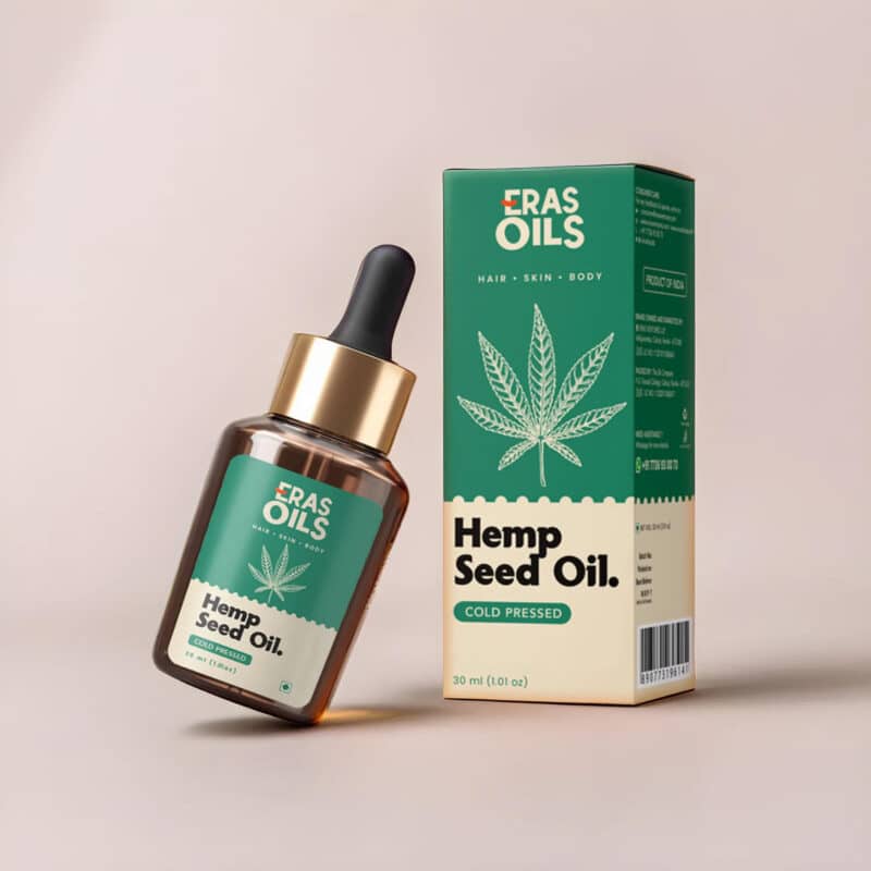 Eras Oils - Pure, Cold-pressed & Organic Hemp Seed Oil for Acne Breakouts, Scars & Oily Skin | Certified Organic for Men & Women | Cruelty-free & 100% Vegan