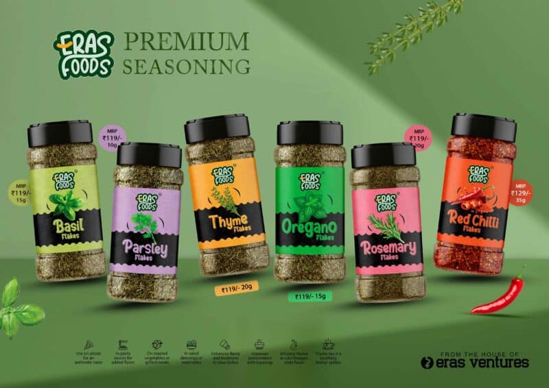 Eras Foods Premium Seasonings, Eras Foods Oregano Seasonings, Thyme seasonings, Rosemary seasonings, Rosemary flakes, Red chilli flakes, buy online, kerala, manufacture, best packaging, indian spices, branding, parsley flakes